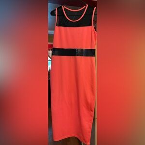 Coral Dress with Black Mesh Detail NWT Size Large